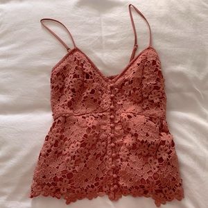 Abercrombie & Fitch Crocheted Floral Tank in color Rose